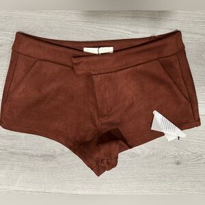 More to come XS mini brown faux suede shorts